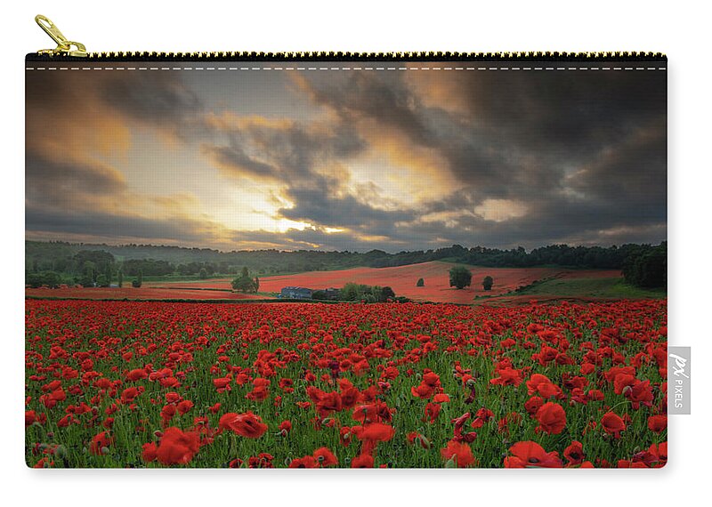 Landscape Zip Pouch featuring the pyrography Poppy field 2 by Remigiusz MARCZAK