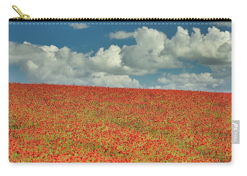 Landscape Zip Pouch featuring the photograph Poppy field 4 by Remigiusz MARCZAK