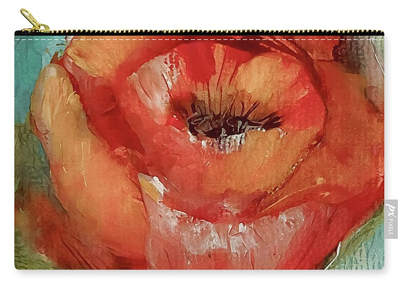 Poppy Zip Pouch featuring the painting Poppy Perfection IV by Lisa Kaiser