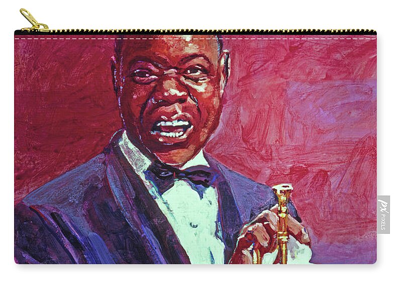 Louis Armstrong Zip Pouch featuring the painting Pops Armstrong by David Lloyd Glover