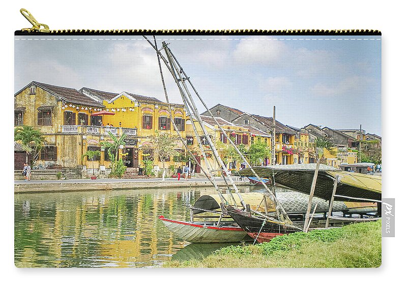 Boat Zip Pouch featuring the photograph Port Reflections by Rob Hemphill