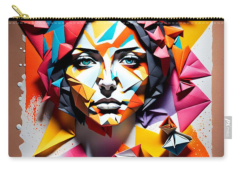 Portrait Zip Pouch featuring the photograph Portrait in Origami by Cate Franklyn