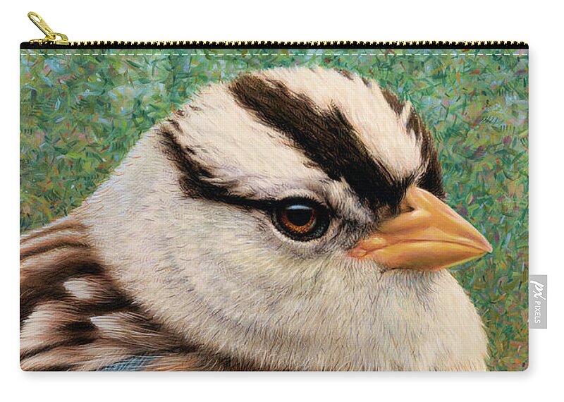 Sparrow Zip Pouch featuring the painting Portrait of a Sparrow by James W Johnson