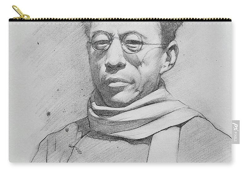 Chinese Man Zip Pouch featuring the drawing Portrait of man #22213 by Hongtao Huang