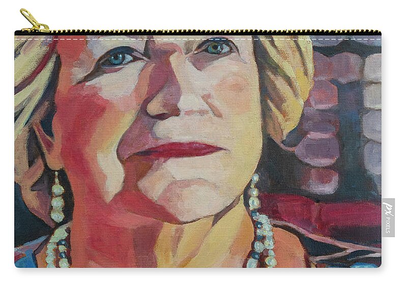 Portrait Of My Mother On Her 50th Wedding Aniversary Zip Pouch featuring the painting Portrait of my Mother by Pablo Avanzini