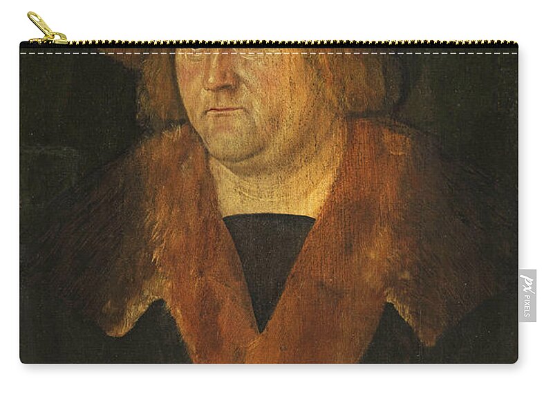 Attributed To Hans Brosamer Zip Pouch featuring the painting Portrait of the mayor Hans Leitgeb by Attributed to Hans Brosamer