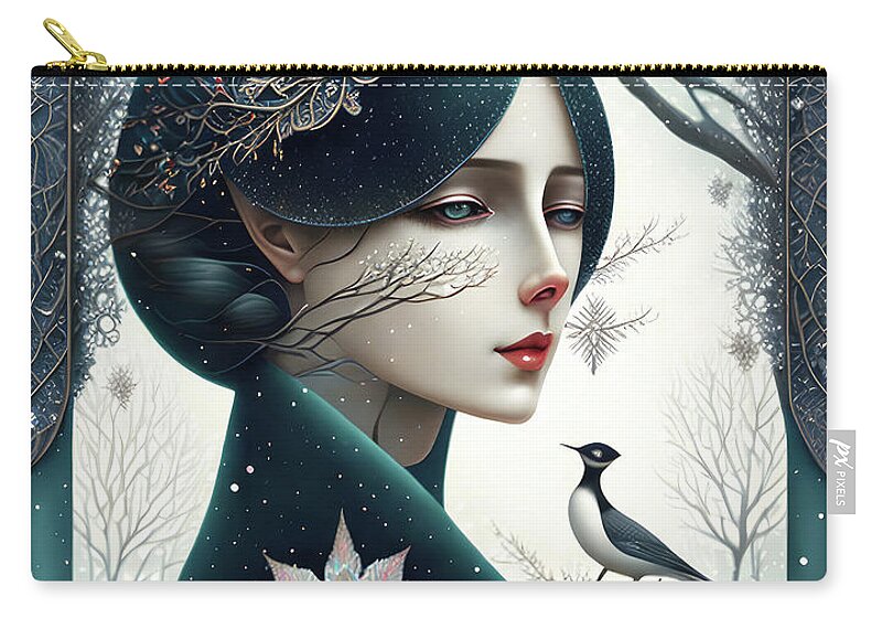 Winter Zip Pouch featuring the painting Portrait of Winter by Bob Orsillo