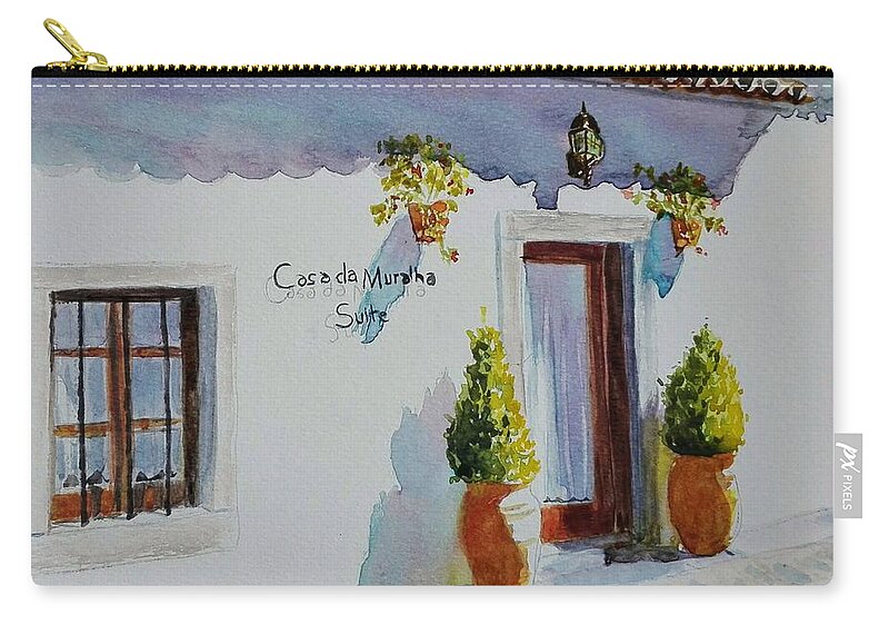 Casa Zip Pouch featuring the painting Portugal Casa by Sandie Croft