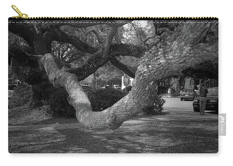 Benches Zip Pouch featuring the photograph Postell Park Bench, St. Simons Island, 2004 by John Simmons