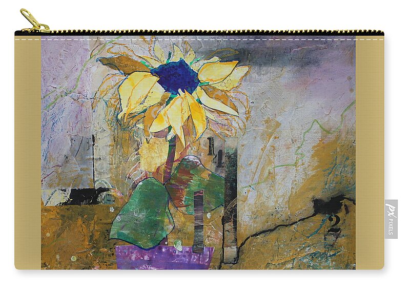 Sunflower Zip Pouch featuring the painting Pot of Gold by Ruth Kamenev