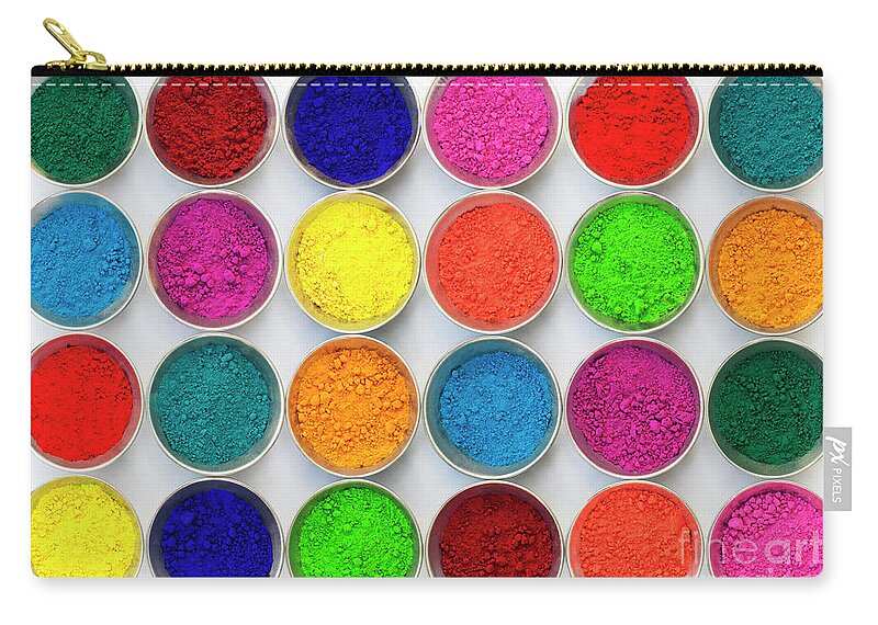Coloured Zip Pouch featuring the photograph Pots of Colourful Indian Powder by Tim Gainey