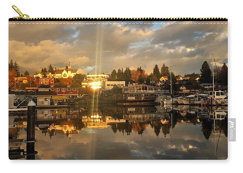 Poulsbo Zip Pouch featuring the photograph Poulsbo Sunset Reflection by Jerry Abbott