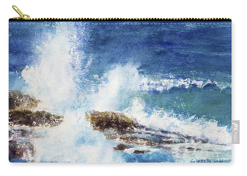 Ocean Zip Pouch featuring the painting Pounding Surf by Wendy Keeney-Kennicutt