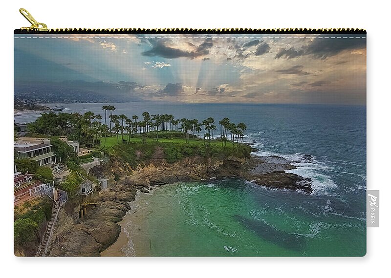 Beach Zip Pouch featuring the photograph Powerful Clouds Over Crescent Bay by Marcus Jones