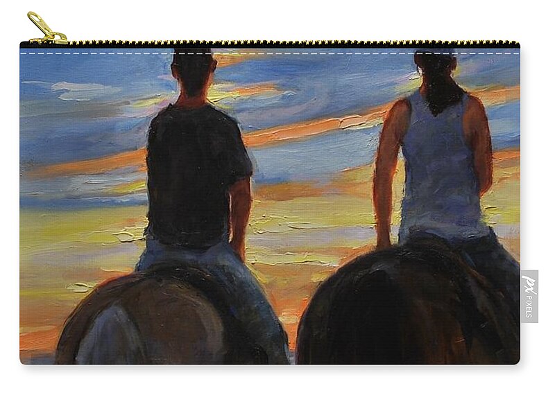 Horses Zip Pouch featuring the painting Prairie Girls by Ashlee Trcka