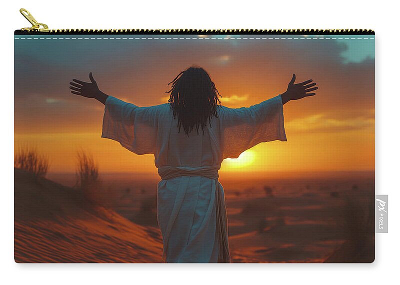 Jesus Zip Pouch featuring the digital art Praise in the morning by William Ladson