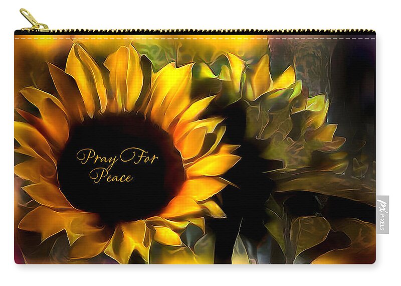 Sunflower Zip Pouch featuring the photograph Pray For Peace by Debra Kewley