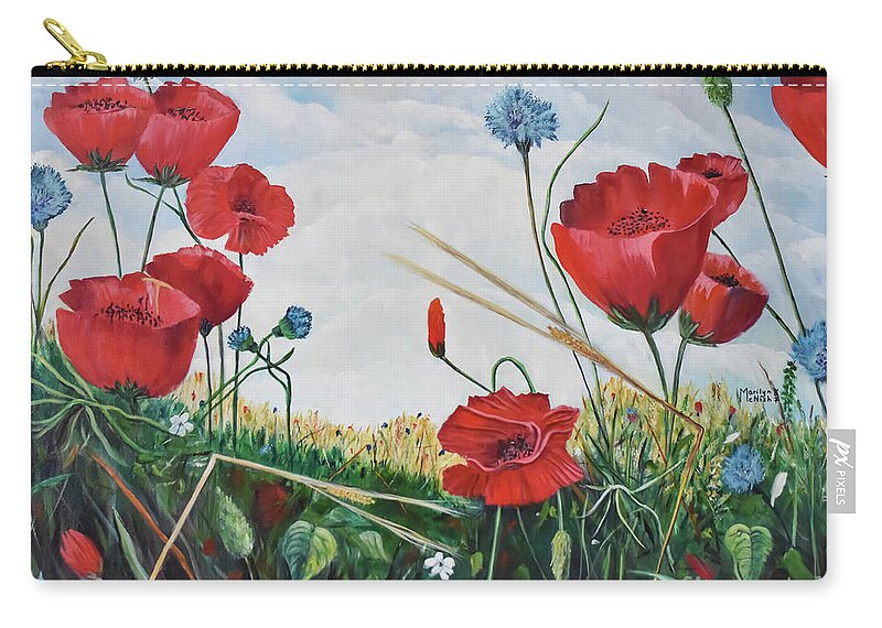 Poppies Zip Pouch featuring the painting Prayer and Praise by Marilyn McNish