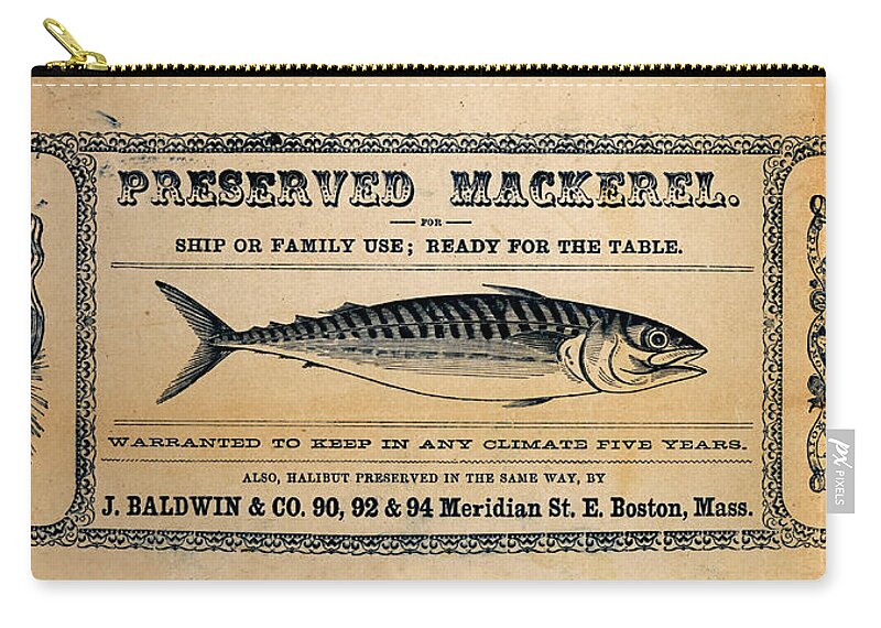 Preserved Mackeral Zip Pouch featuring the mixed media Preserved Mackerel by Richard Reeve