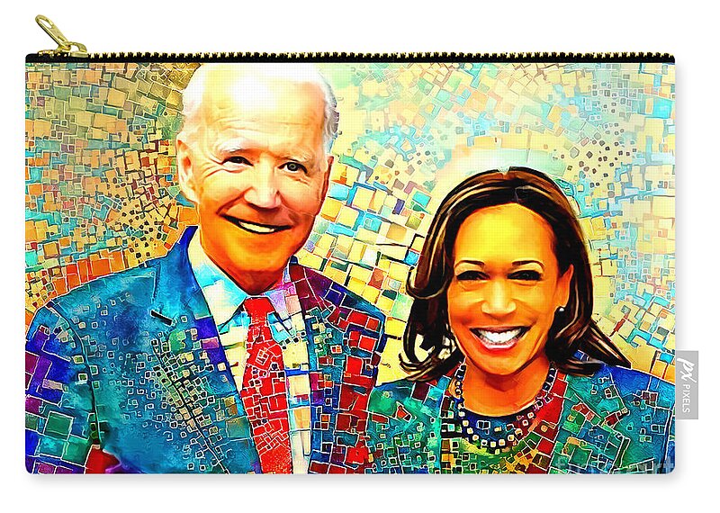 Wingsdomain Zip Pouch featuring the photograph President Joe Biden and Vice President Kamala Harris in Modern Contemporary 20201108v3 by Wingsdomain Art and Photography