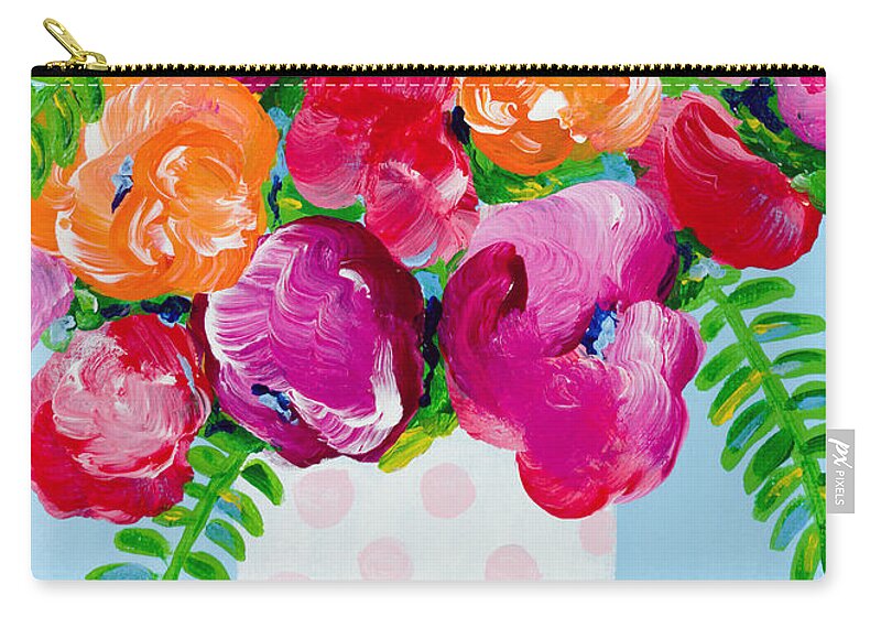 Floral Bouquet Zip Pouch featuring the painting Pretty in Pink by Beth Ann Scott