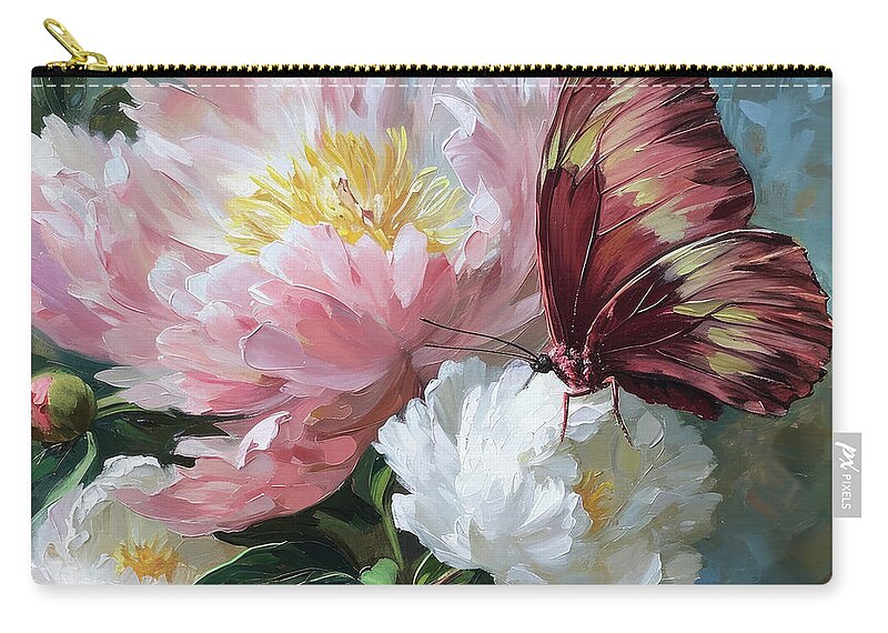 Butterfly Zip Pouch featuring the painting Pretty Pink Butterfly by Tina LeCour