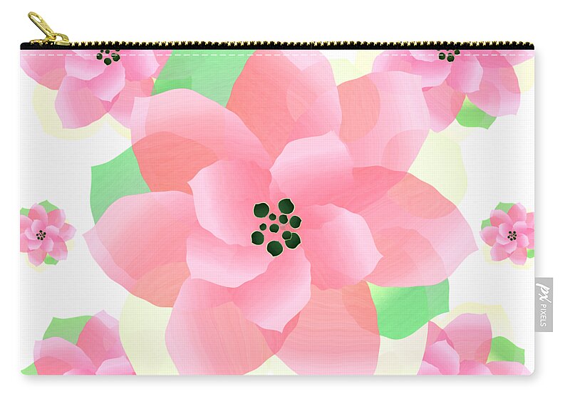 Pretty Zip Pouch featuring the digital art Pretty Pink Floral by Delynn Addams