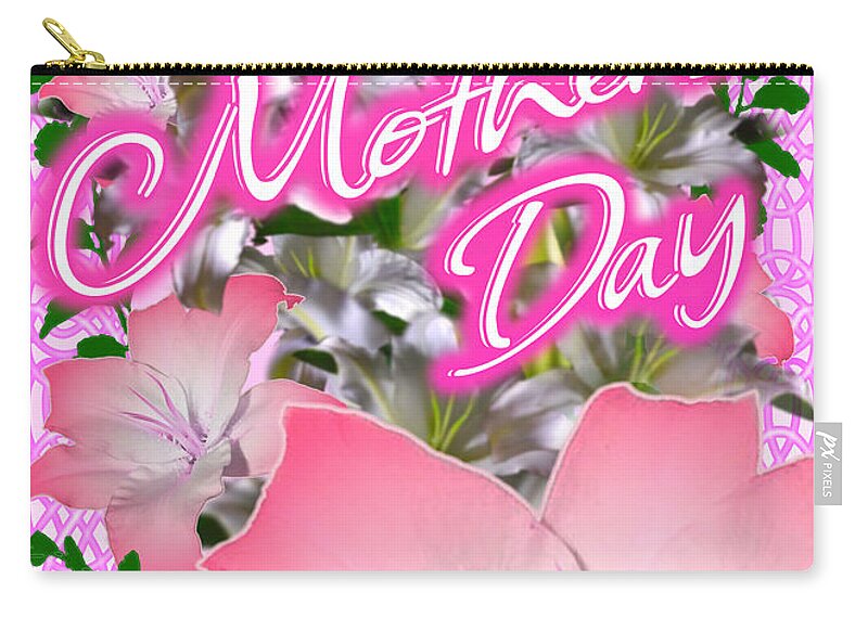 Pretty Zip Pouch featuring the digital art Pretty Pink Mother's Day Cards by Delynn Addams