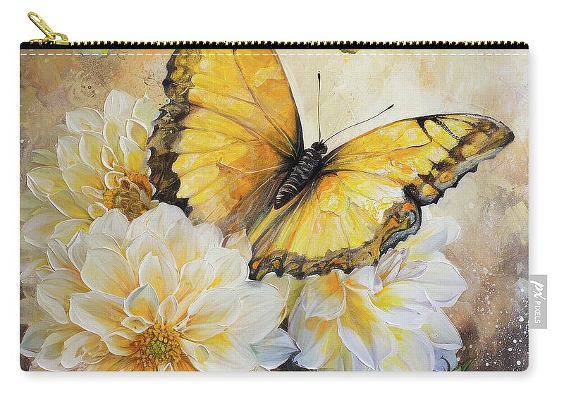 Butterfly Zip Pouch featuring the painting Pretty Yellow Butterfly by Tina LeCour