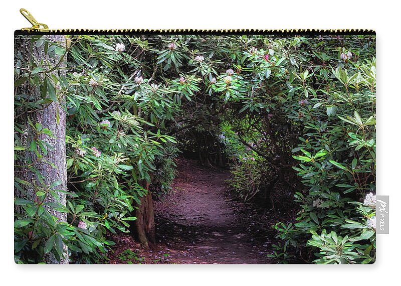 Rhododendron Zip Pouch featuring the photograph Price Lake Rhododendron Tunnel - Blue Ridge Parkway by Susan Rissi Tregoning