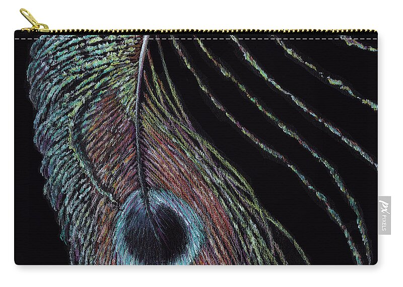 Feather Zip Pouch featuring the drawing Pride n Joy by Pris Hardy