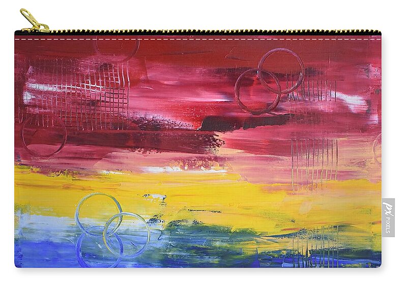 Abstract Zip Pouch featuring the painting Primary Love by Monika Shepherdson