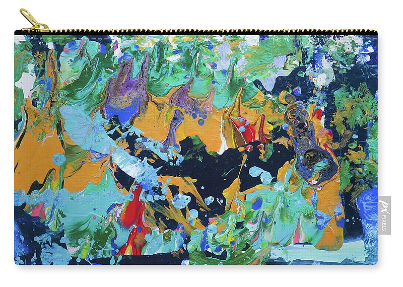 Primordial Zip Pouch featuring the painting Primordial Forest by Tessa Evette