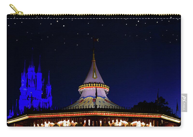 Prince Charming Regal Carrousel Zip Pouch featuring the painting Prince Charming Carrousel original artwork by David Lee Thompson