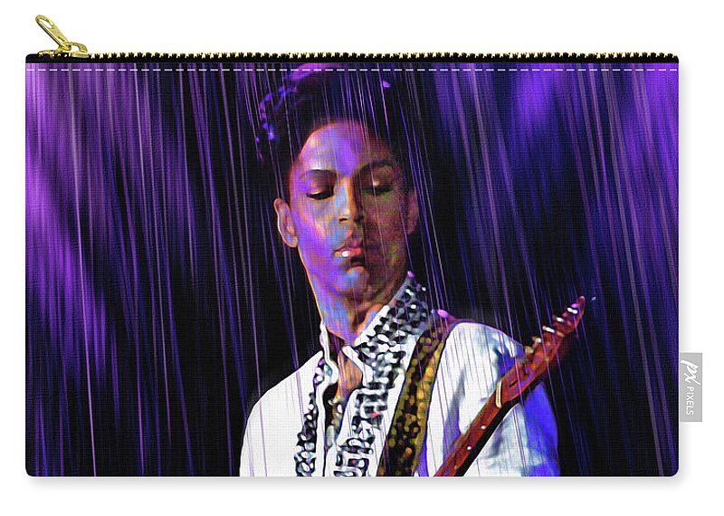 Prince Zip Pouch featuring the mixed media Prince by Mal Bray