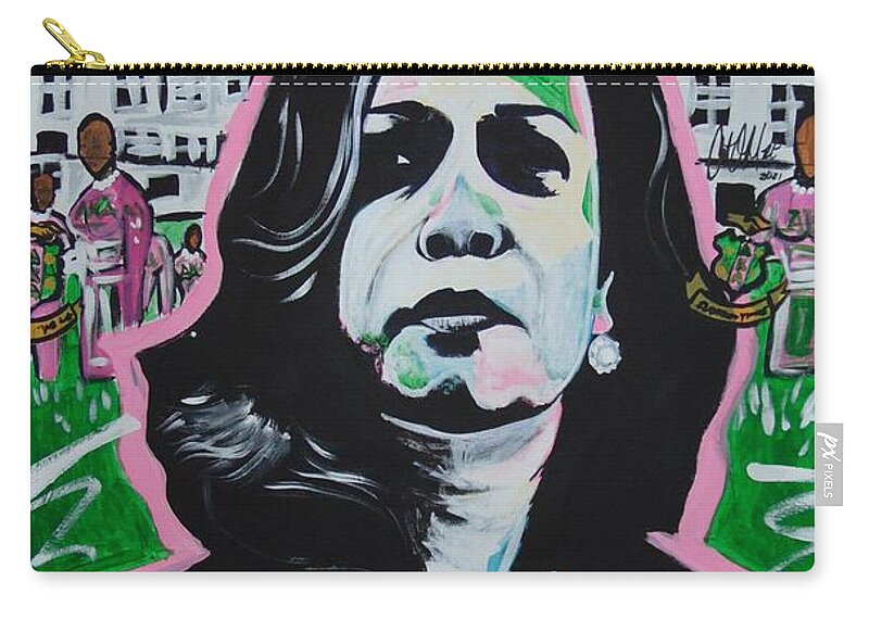 Kamala Harris Zip Pouch featuring the painting Protected by Antonio Moore
