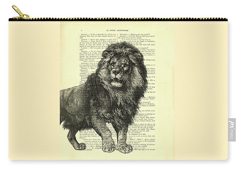 Lion Zip Pouch featuring the digital art Proud Lion by Madame Memento