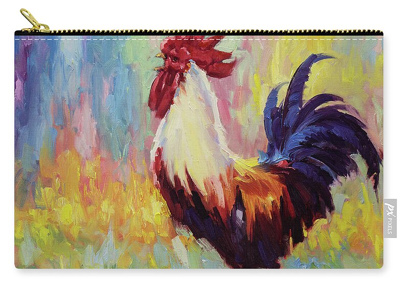 Roosters Original Rooster Oil Painting Gary Modern impressionism paintings Impressionistic Rooster Oil Painting Commission Original Oil Painting Impressionism Impressionist Painting Techniques Impressionist Style painting oil on Canvas Series Of Chicken Nature Feathers Proudness Rooster The Proud Rooster Walks Through The Tall Grass In Search Hens Animal Styles Impressionism Rooster farm chicken Original Impressionist Oil Painting landscape Richly Colored Textured Paint Stroke Unique Zip Pouch featuring the painting Proud Rooster Crowing in the Morning by Gary Kim