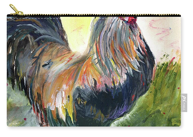 Animal Zip Pouch featuring the painting Proud Rooster by Genevieve Holland