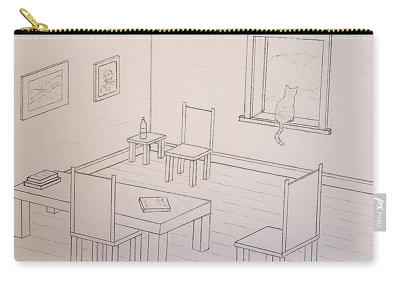Sketch Carry-all Pouch featuring the drawing Provence Parlor by John Klobucher
