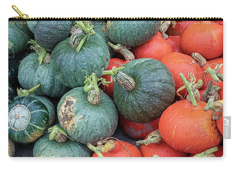 Pumpkins Zip Pouch featuring the photograph Pumpkin Squash and Peppers by Tim Gainey