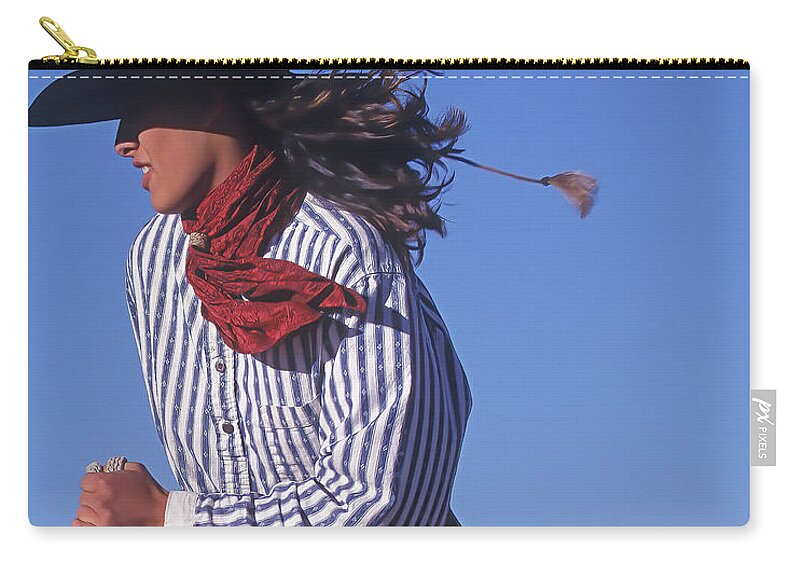 Cowgirl Zip Pouch featuring the photograph Pure Determination by Don Schimmel