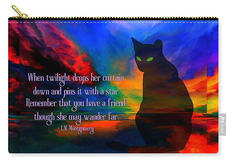 Cat Zip Pouch featuring the digital art Purfect Companion by Tina Mitchell