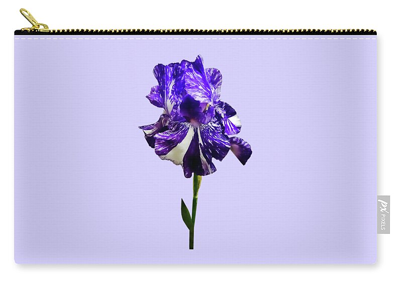 Iris Zip Pouch featuring the photograph Purple and White Striped Iris by Susan Savad