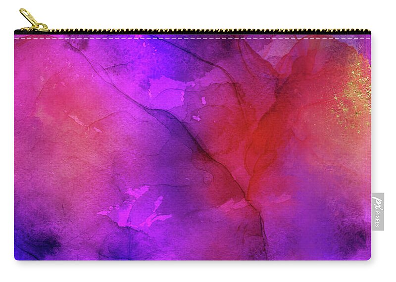 Purple Ink Painting Carry-all Pouch featuring the painting Purple, Blue, Red And Pink Fluid Ink Abstract Art Painting by Modern Art