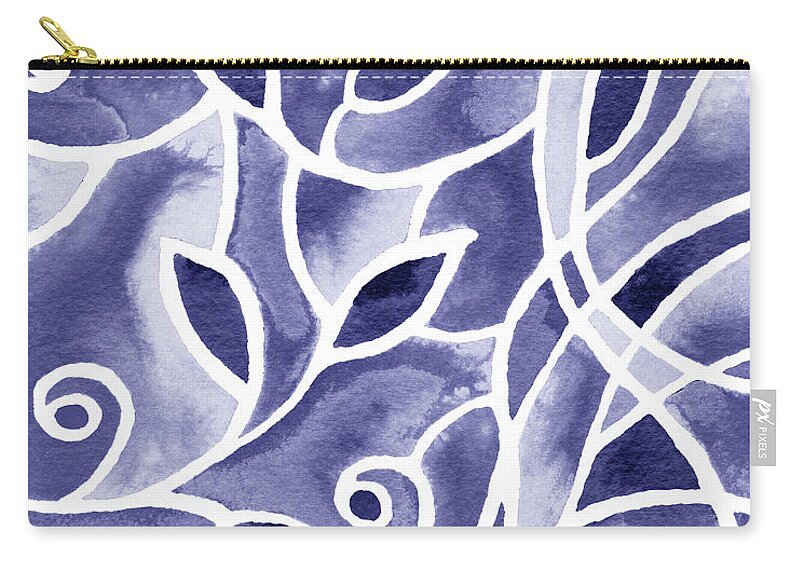 Very Peri Zip Pouch featuring the painting Purple Blue Very Peri Abstract Watercolor Floral Decor Design X by Irina Sztukowski