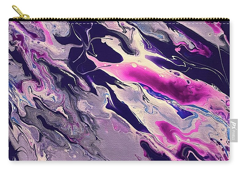 Purple Zip Pouch featuring the painting Purple Depths by Lisa Neuman
