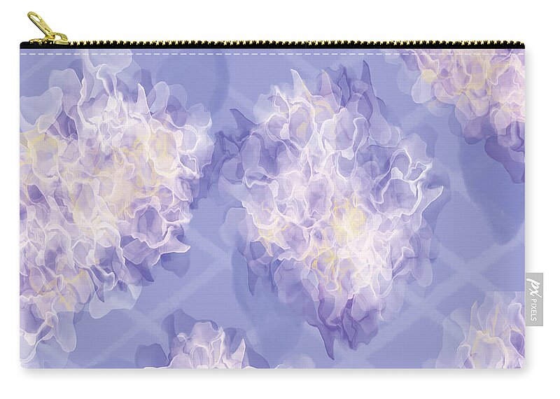 Purple Zip Pouch featuring the digital art Purple Flowers with stripes by Lisa Stanley