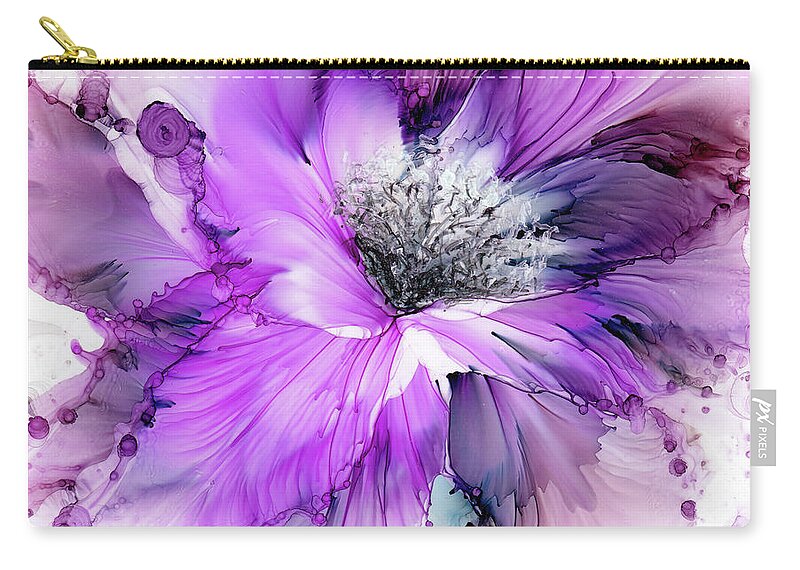 Flower Zip Pouch featuring the painting Purple Frills by Kimberly Deene Langlois