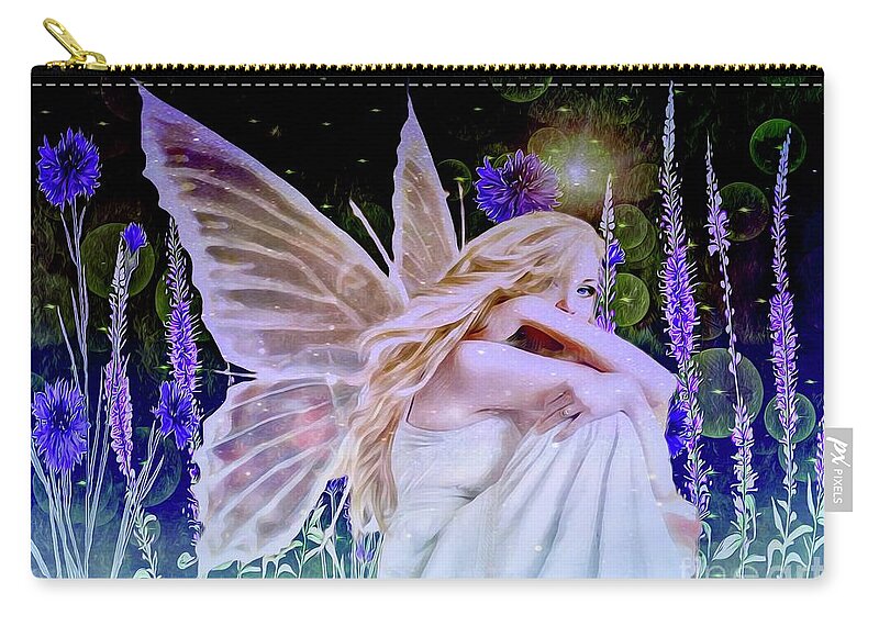 Purple Herbs Zip Pouch featuring the mixed media Purple Herbs in the Cosmos by Laurie's Intuitive